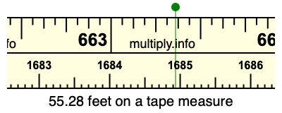55.28 feet on a tape measure