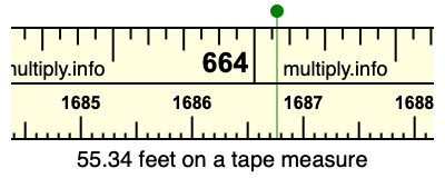 55.34 feet on a tape measure