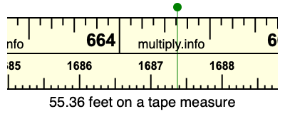 55.36 feet on a tape measure