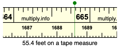 55.4 feet on a tape measure