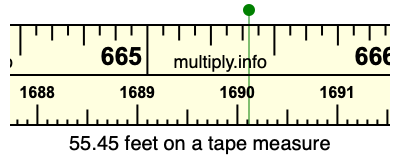 55.45 feet on a tape measure