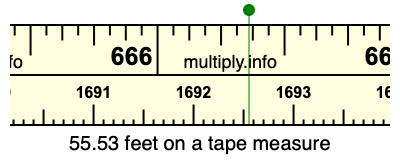 55.53 feet on a tape measure
