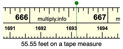 55.55 feet on a tape measure