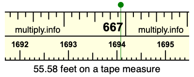 55.58 feet on a tape measure