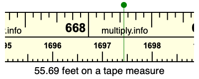 55.69 feet on a tape measure