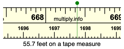 55.7 feet on a tape measure