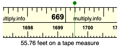 55.76 feet on a tape measure