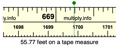 55.77 feet on a tape measure