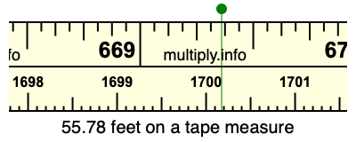 55.78 feet on a tape measure