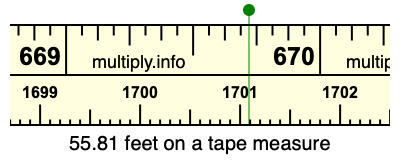 55.81 feet on a tape measure