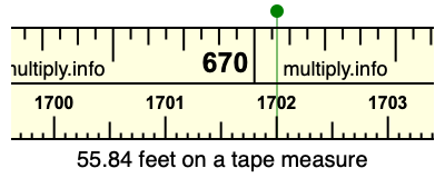 55.84 feet on a tape measure