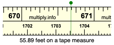 55.89 feet on a tape measure