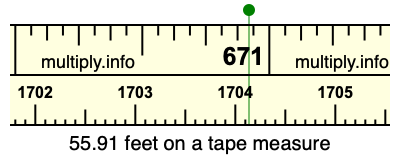 55.91 feet on a tape measure