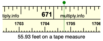 55.93 feet on a tape measure