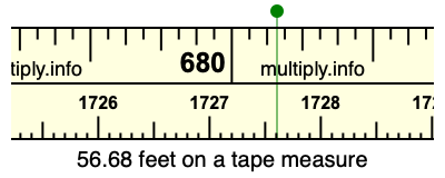 56.68 feet on a tape measure