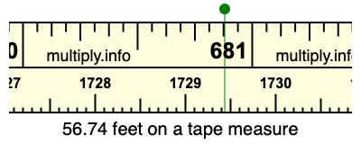 56.74 feet on a tape measure