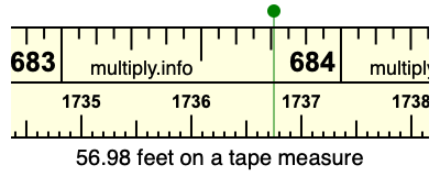 56.98 feet on a tape measure