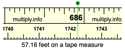 57.16 feet on a tape measure