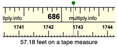 57.18 feet on a tape measure