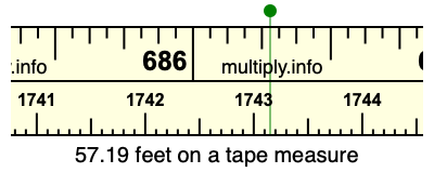 57.19 feet on a tape measure