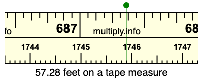 57.28 feet on a tape measure