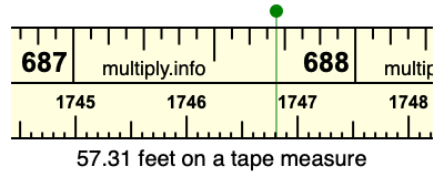57.31 feet on a tape measure