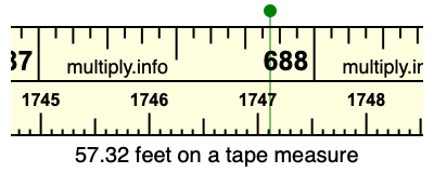 57.32 feet on a tape measure