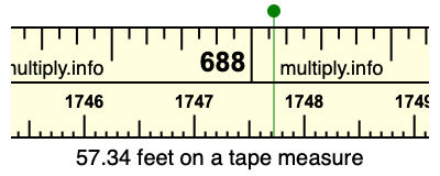 57.34 feet on a tape measure