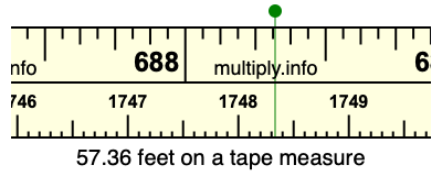 57.36 feet on a tape measure