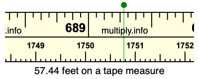 57.44 feet on a tape measure