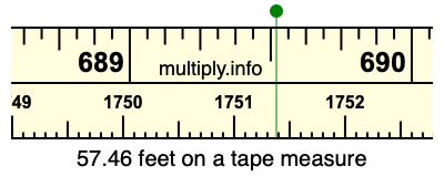 57.46 feet on a tape measure