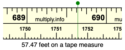57.47 feet on a tape measure