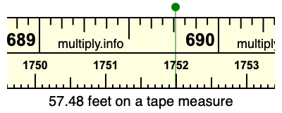 57.48 feet on a tape measure