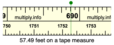 57.49 feet on a tape measure