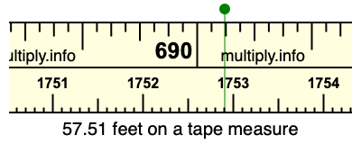 57.51 feet on a tape measure