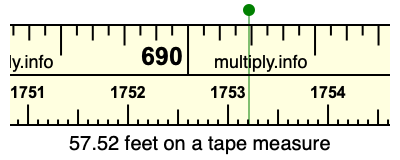 57.52 feet on a tape measure