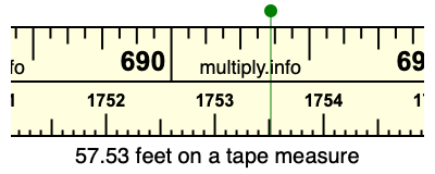 57.53 feet on a tape measure