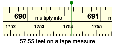 57.55 feet on a tape measure