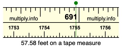 57.58 feet on a tape measure