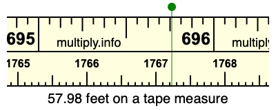 57.98 feet on a tape measure