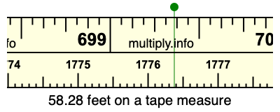 58.28 feet on a tape measure