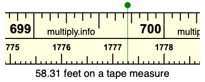 58.31 feet on a tape measure