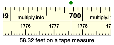 58.32 feet on a tape measure