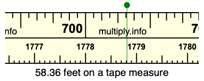 58.36 feet on a tape measure