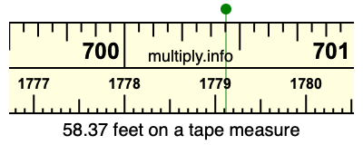 58.37 feet on a tape measure