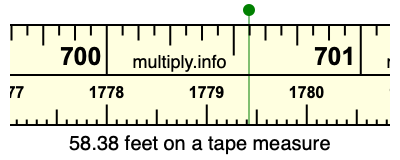 58.38 feet on a tape measure