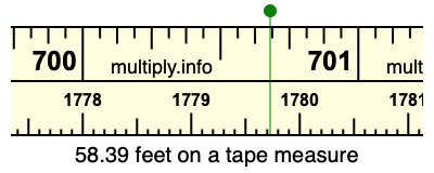 58.39 feet on a tape measure