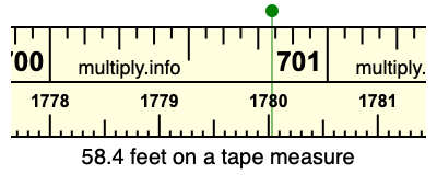58.4 feet on a tape measure