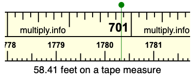 58.41 feet on a tape measure