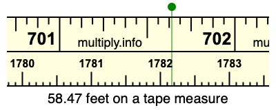 58.47 feet on a tape measure
